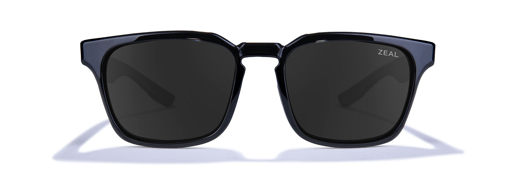 Zeal Optics Whittier Plant-Based Square Polarized Sunglasses, Transparent Dark Grey/Polarized Dark Grey Lens
